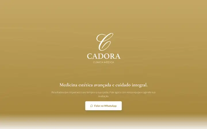 Página inicial do site da Clínica Cadora
